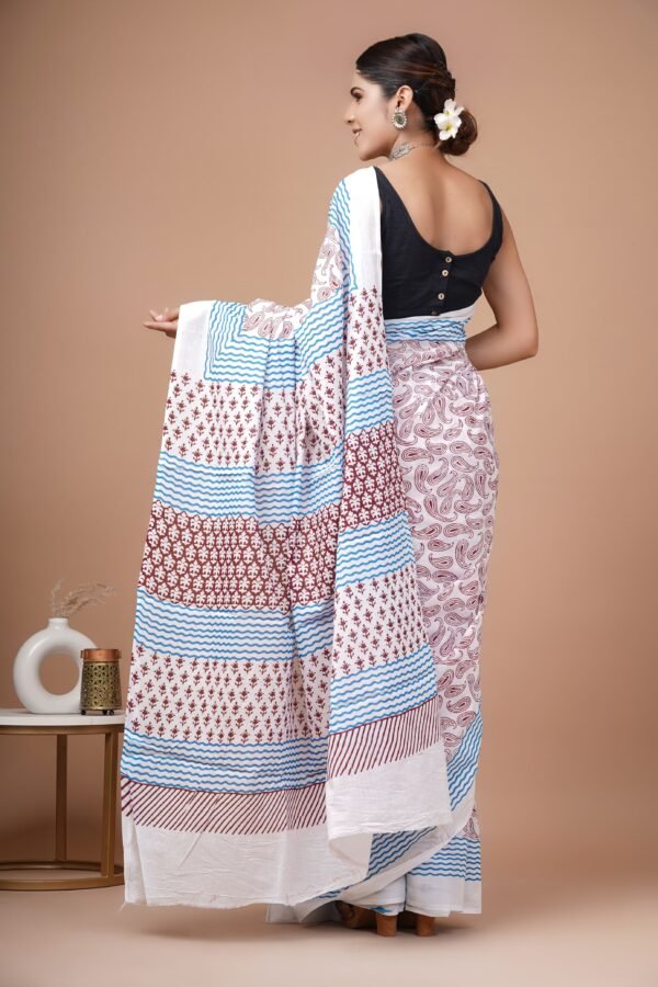 Printed Cotton Mul Mul Saree - Image 2
