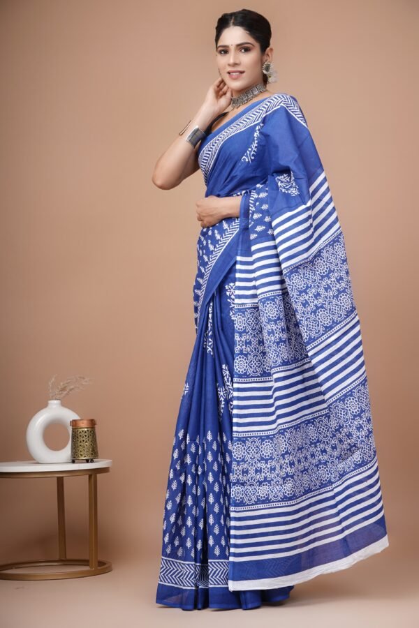 Printed Cotton Mul Mul Saree - Image 2