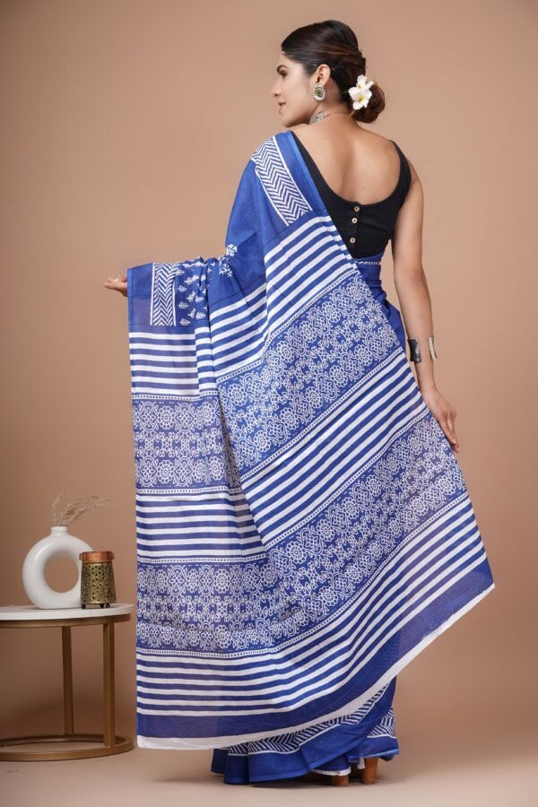 Printed Cotton Mul Mul Saree - Image 3