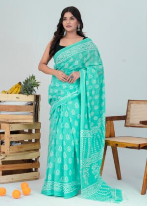 Cotton Mul Saree| Hand block Cotton Mul saree Printed Cotton Mul Cotton Saree Mul Cotton Saree Bagru Saree Jaipuri Printed Saree Linen Saree Kalamkari Saree Cotton Saree Brand VTVOLVER
