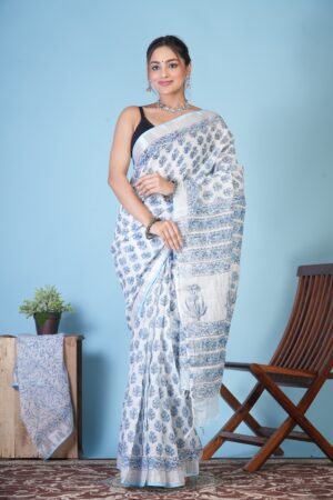 Cotton Mul Saree| Hand block Cotton Mul saree Printed Cotton Mul Cotton Saree Mul Cotton Saree Bagru Saree Jaipuri Printed Saree Linen Saree Kalamkari Saree Cotton Saree Brand VTVOLVER