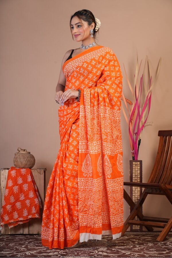 Cotton Mul Saree| Printed Cotton Mul Cotton Saree Mul Cotton Saree Bagru Saree Jaipuri Printed Saree Linen Saree Kalamkari Saree Cotton Saree Brand VTVOLVER