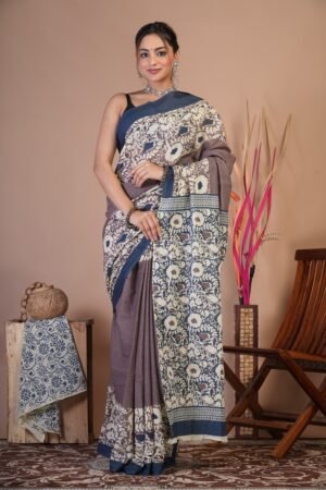 Cotton Mul Saree| Hand block Cotton Mulsaree Printed Cotton Mul Cotton Saree Mul Cotton Saree Bagru Saree Jaipuri Printed Saree Linen Saree Kalamkari Saree Cotton Saree Brand VTVOLVER