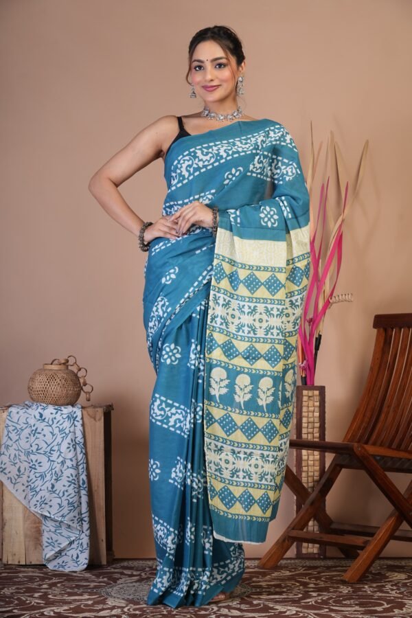 Cotton Mul Saree| Hand block Cotton Mul saree Printed Cotton Mul Cotton Saree Mul Cotton Saree Bagru Saree Jaipuri Printed Saree Linen Saree Kalamkari Saree Cotton Saree Brand VTVOLVER