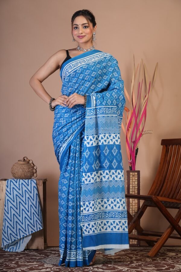 Cotton Mul Saree| Hand block Cotton Mul saree Printed Cotton Mul Cotton Saree Mul Cotton Saree Bagru Saree Jaipuri Printed Saree Linen Saree Kalamkari Saree Cotton Saree Brand VTVOLVER