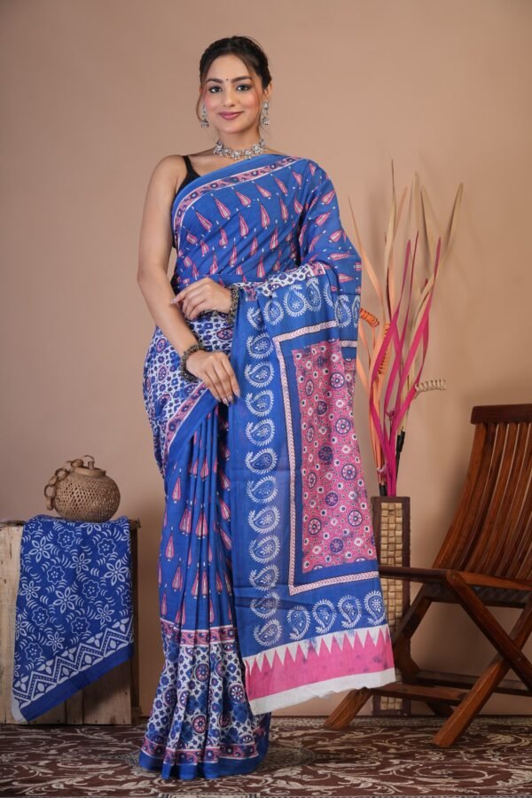 Cotton Mul Saree| Hand block Cotton Mul saree Printed Cotton Mul Cotton Saree Mul Cotton Saree Bagru Saree Jaipuri Printed Saree Linen Saree Kalamkari Saree Cotton Saree Brand VTVOLVER
