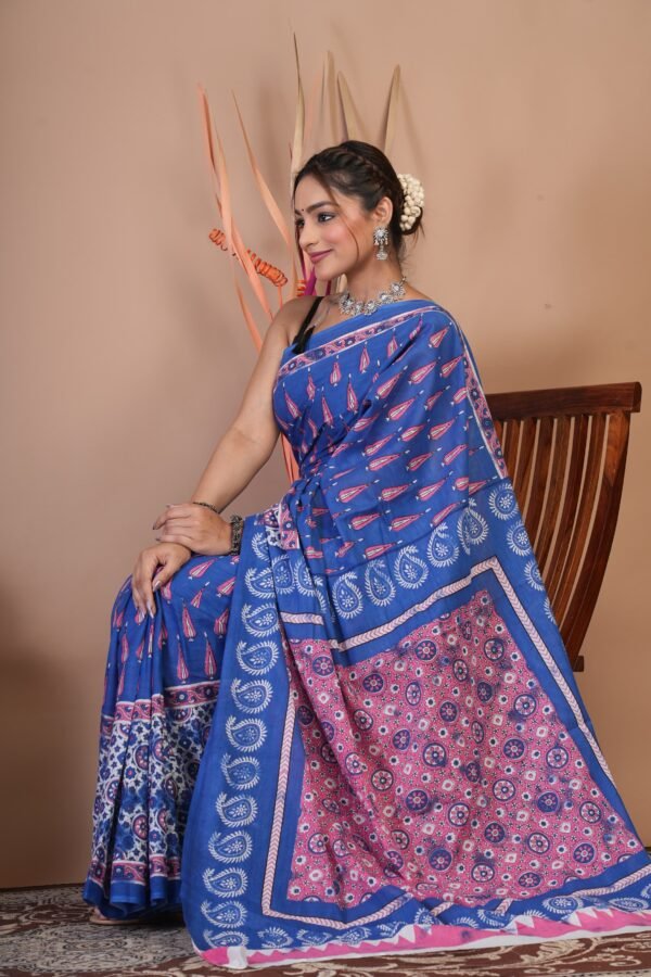 Cotton Mul Saree| Hand block Cotton Mul saree Printed Cotton Mul Cotton Saree Mul Cotton Saree Bagru Saree Jaipuri Printed Saree Linen Saree Kalamkari Saree Cotton Saree Brand VTVOLVER