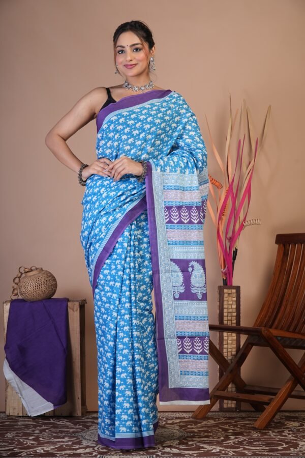 Cotton Mul Saree| Hand block Cotton Mulsaree Printed Cotton Mul Cotton Saree Mul Cotton Saree Bagru Saree Jaipuri Printed Saree Linen Saree Kalamkari Saree Cotton Saree Brand VTVOLVER