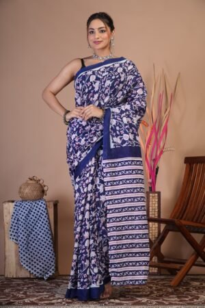 Cotton Mul Saree| Hand block Cotton Mulsaree Printed Cotton Mul Cotton Saree Mul Cotton Saree Bagru Saree Jaipuri Printed Saree Linen Saree Kalamkari Saree Cotton Saree Brand VTVOLVER