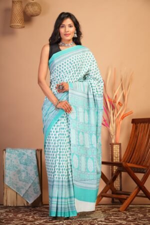 Cotton Mul Saree| Hand block Cotton Mul saree Printed Cotton Mul Cotton Saree Mul Cotton Saree Bagru Saree Jaipuri Printed Saree Linen Saree Kalamkari Saree Cotton Saree Brand VTVOLVER