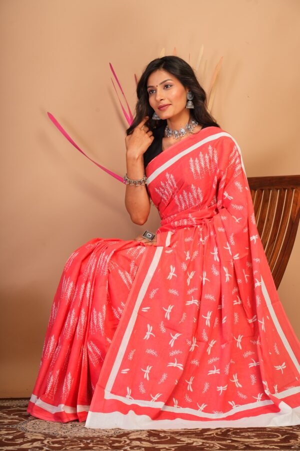 Printed Cotton Mul Mul Saree - Image 3