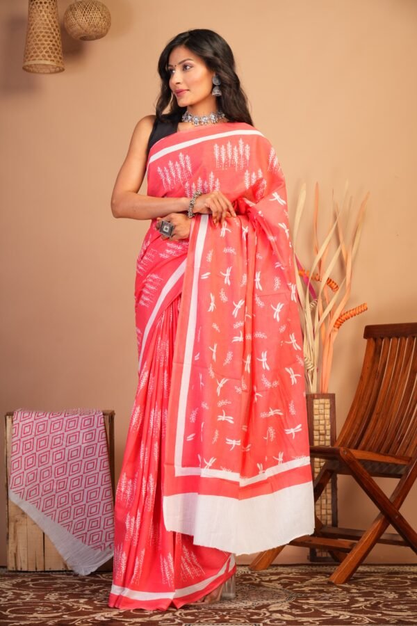 Printed Cotton Mul Mul Saree - Image 5