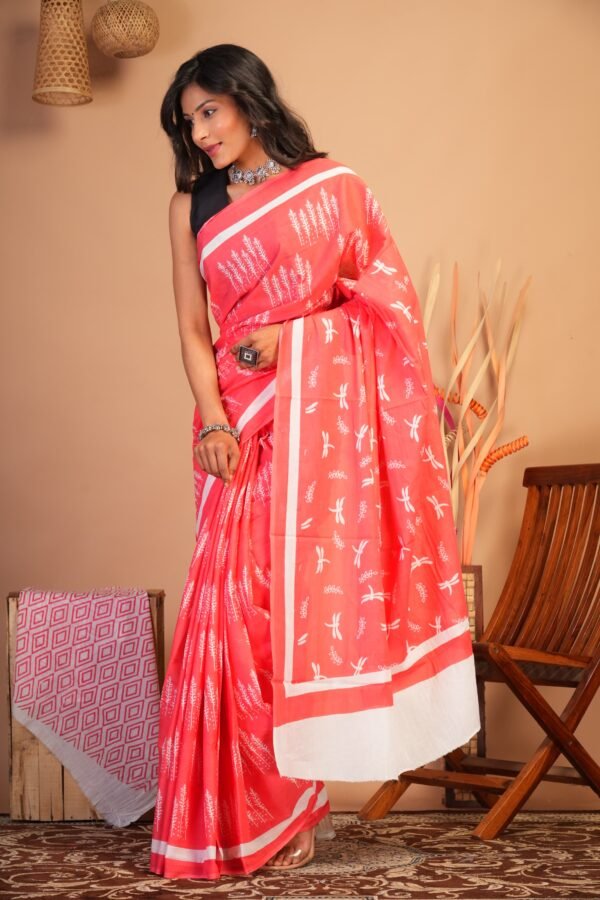 Printed Cotton Mul Mul Saree - Image 4