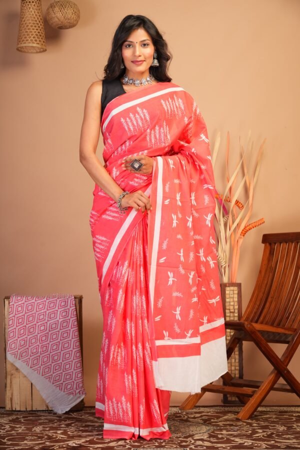 Cotton Mul Saree| Hand block Cotton Mul saree Printed Cotton Mul Cotton Saree Mul Cotton Saree Bagru Saree Jaipuri Printed Saree Linen Saree Kalamkari Saree Cotton Saree Brand VTVOLVER