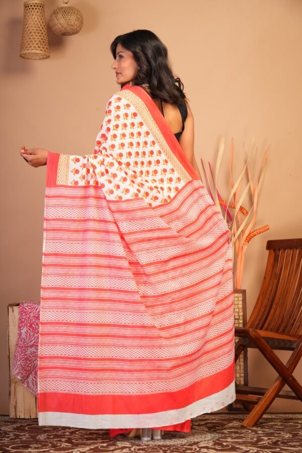 Cotton Mul Saree| Hand block Cotton Mul saree Printed Cotton Mul Cotton Saree Mul Cotton Saree Bagru Saree Jaipuri Printed Saree Linen Saree Kalamkari Saree Cotton Saree Brand VTVOLVER