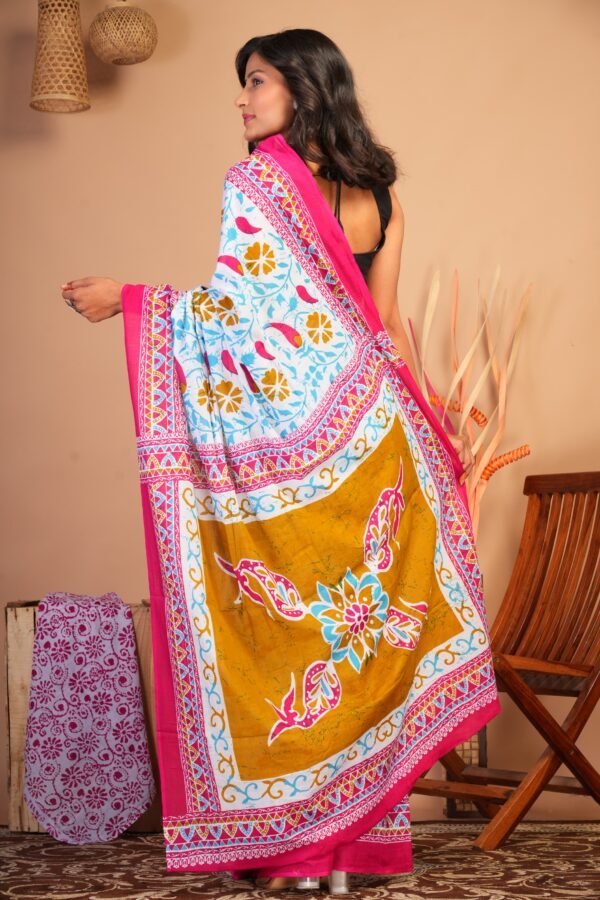 Cotton Mul Saree| Hand block Cotton Mul saree Printed Cotton Mul Cotton Saree Mul Cotton Saree Bagru Saree Jaipuri Printed Saree Linen Saree Kalamkari Saree Cotton Saree Brand VTVOLVER