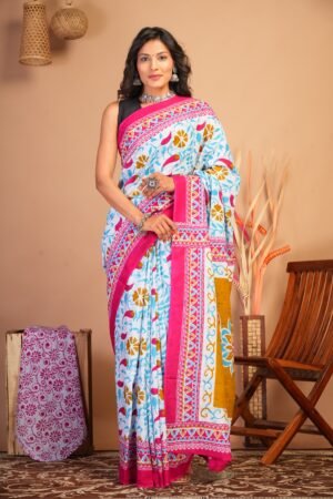 Cotton Mul Saree| Hand block Cotton Mul saree Printed Cotton Mul Cotton Saree Mul Cotton Saree Bagru Saree Jaipuri Printed Saree Linen Saree Kalamkari Saree Cotton Saree Brand VTVOLVER