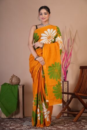 Cotton Mul Saree| Hand block Cotton Mul saree Printed Cotton Mul Cotton Saree Mul Cotton Saree Bagru Saree Jaipuri Printed Saree Linen Saree Kalamkari Saree Cotton Saree Brand VTVOLVER